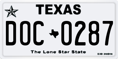 TX license plate DOC0287