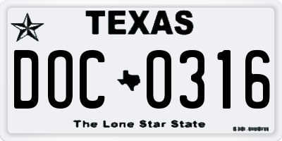 TX license plate DOC0316