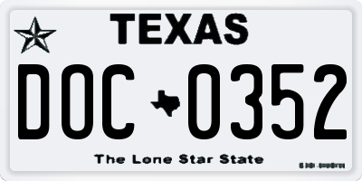 TX license plate DOC0352