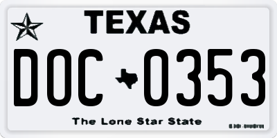 TX license plate DOC0353