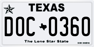 TX license plate DOC0360