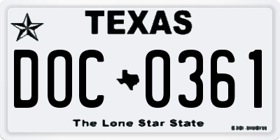 TX license plate DOC0361