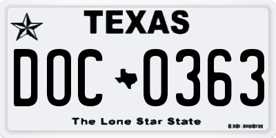 TX license plate DOC0363