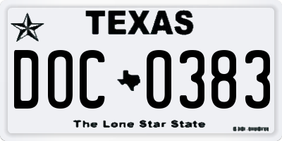 TX license plate DOC0383