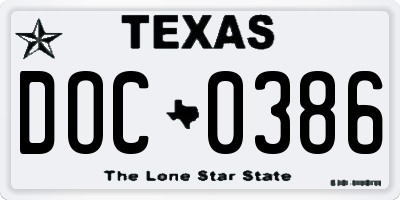 TX license plate DOC0386