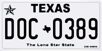 TX license plate DOC0389