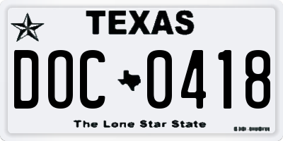 TX license plate DOC0418