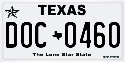TX license plate DOC0460
