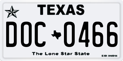 TX license plate DOC0466