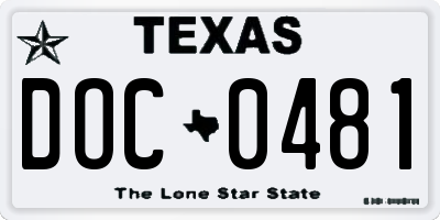TX license plate DOC0481