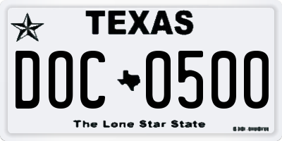 TX license plate DOC0500