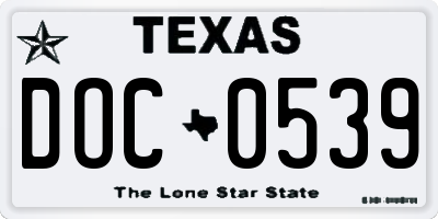 TX license plate DOC0539