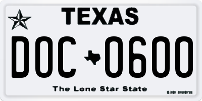 TX license plate DOC0600