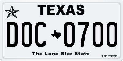 TX license plate DOC0700