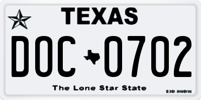 TX license plate DOC0702