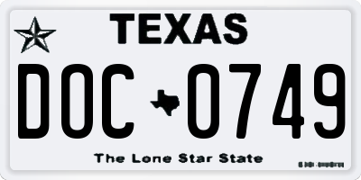 TX license plate DOC0749