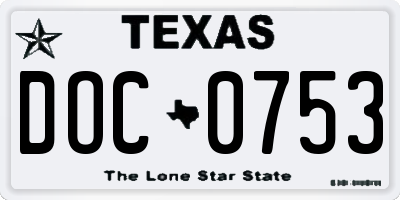 TX license plate DOC0753