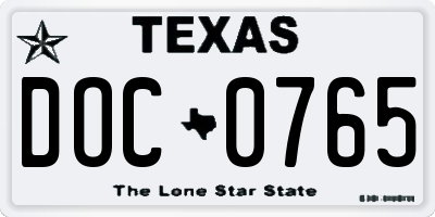 TX license plate DOC0765