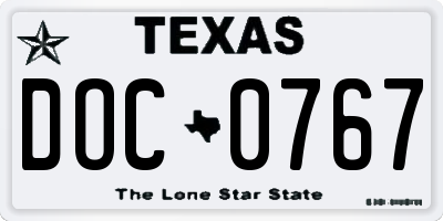 TX license plate DOC0767