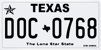 TX license plate DOC0768