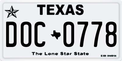 TX license plate DOC0778