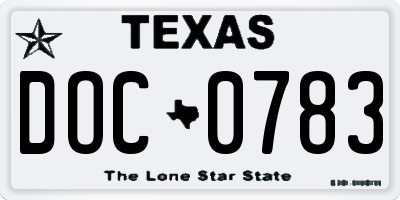 TX license plate DOC0783