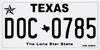 TX license plate DOC0785