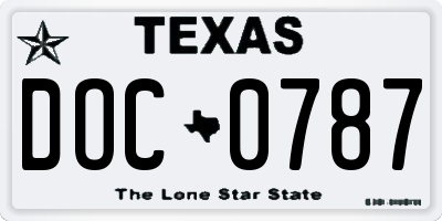TX license plate DOC0787