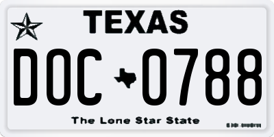 TX license plate DOC0788