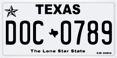 TX license plate DOC0789