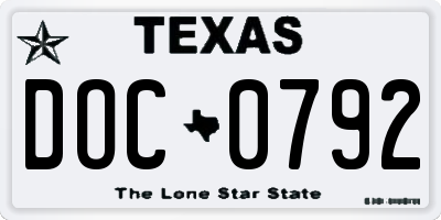 TX license plate DOC0792
