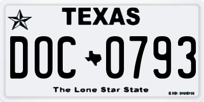 TX license plate DOC0793