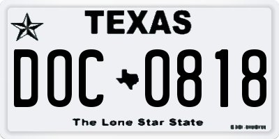 TX license plate DOC0818