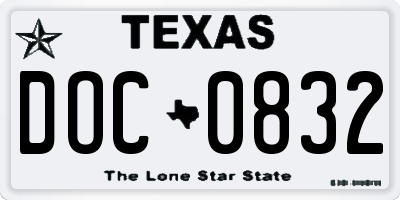 TX license plate DOC0832