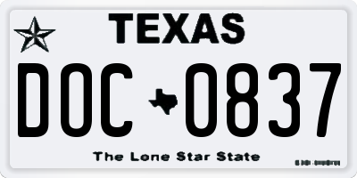 TX license plate DOC0837