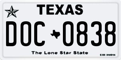 TX license plate DOC0838