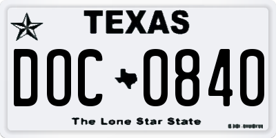 TX license plate DOC0840