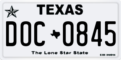 TX license plate DOC0845