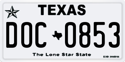 TX license plate DOC0853