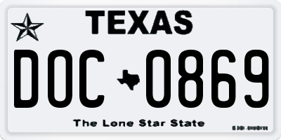 TX license plate DOC0869