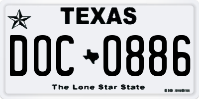 TX license plate DOC0886