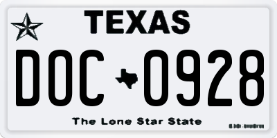 TX license plate DOC0928