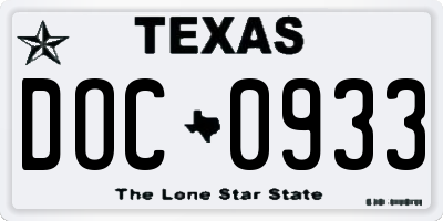 TX license plate DOC0933