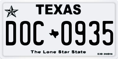 TX license plate DOC0935