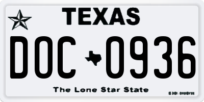 TX license plate DOC0936