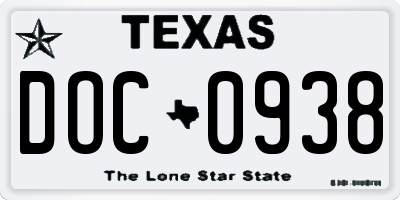 TX license plate DOC0938