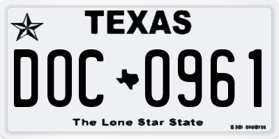 TX license plate DOC0961