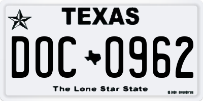 TX license plate DOC0962