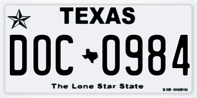 TX license plate DOC0984