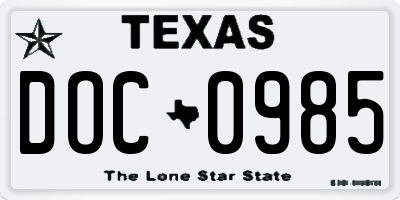 TX license plate DOC0985